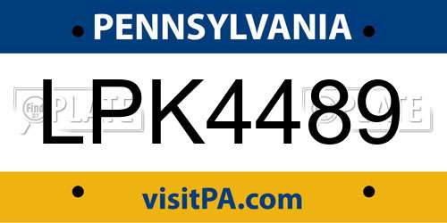 LPK4489 Pennsylvania License Plate