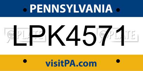 LPK4571 Pennsylvania License Plate