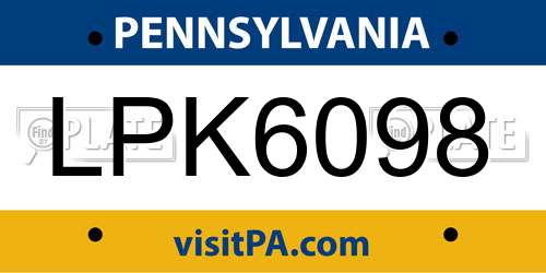 LPK6098 Pennsylvania License Plate