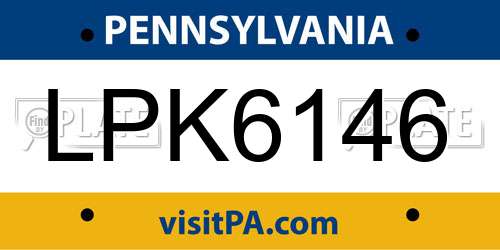 LPK6146 Pennsylvania License Plate