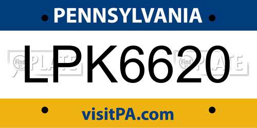 LPK6620 Pennsylvania License Plate