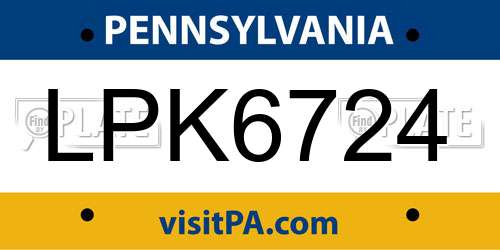 LPK6724 Pennsylvania License Plate
