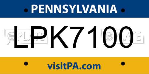 LPK7100 Pennsylvania License Plate