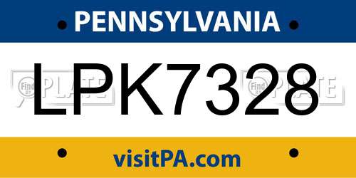 LPK7328 Pennsylvania License Plate