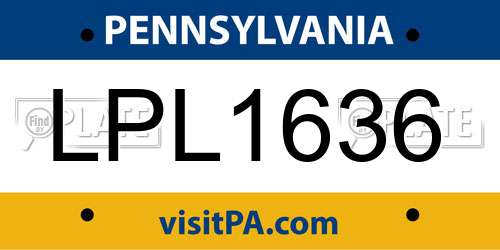 LPL1636 Pennsylvania License Plate