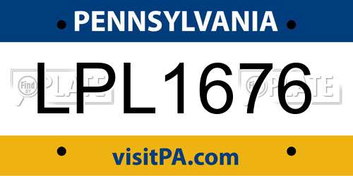 LPL1676 Pennsylvania License Plate