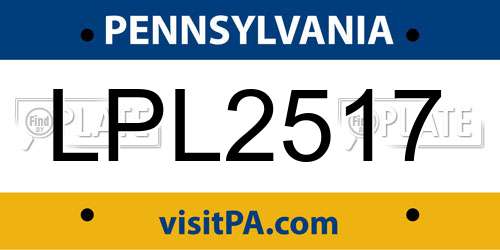 LPL2517 Pennsylvania License Plate