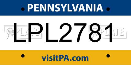 LPL2781 Pennsylvania License Plate