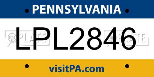 LPL2846 Pennsylvania License Plate