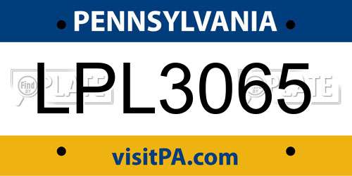 LPL3065 Pennsylvania License Plate