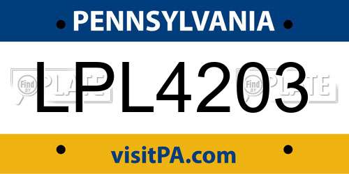 LPL4203 Pennsylvania License Plate