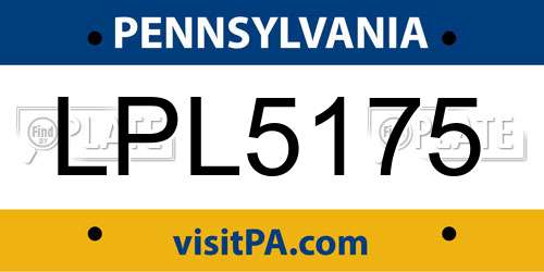 LPL5175 Pennsylvania License Plate