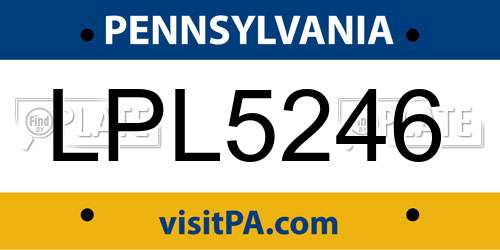 LPL5246 Pennsylvania License Plate