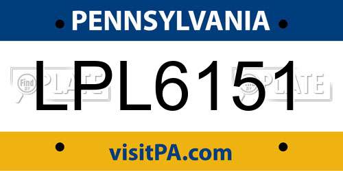 LPL6151 Pennsylvania License Plate