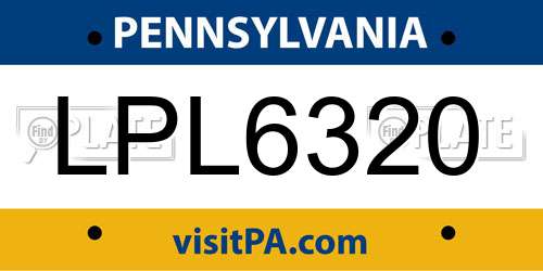 LPL6320 Pennsylvania License Plate