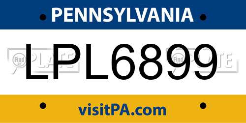 LPL6899 Pennsylvania License Plate