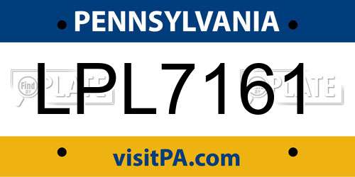 LPL7161 Pennsylvania License Plate