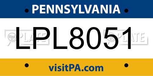 LPL8051 Pennsylvania License Plate