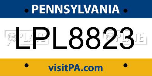 LPL8823 Pennsylvania License Plate