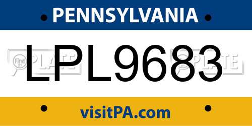LPL9683 Pennsylvania License Plate