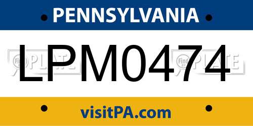 LPM0474 Pennsylvania License Plate