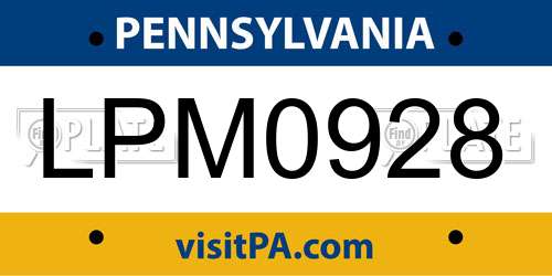 LPM0928 Pennsylvania License Plate