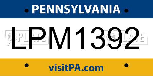 LPM1392 Pennsylvania License Plate