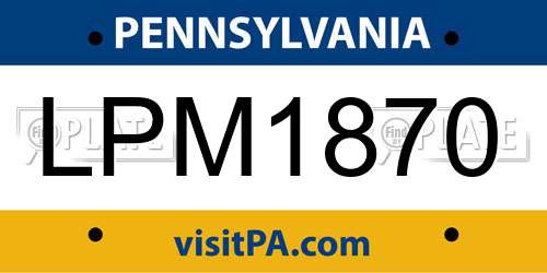 LPM1870 Pennsylvania License Plate