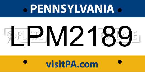 LPM2189 Pennsylvania License Plate