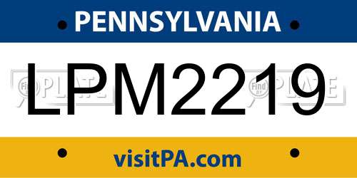 LPM2219 Pennsylvania License Plate
