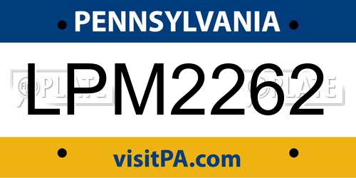 LPM2262 Pennsylvania License Plate