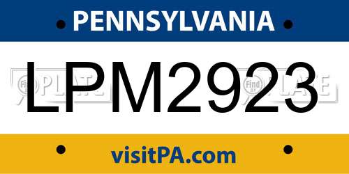 LPM2923 Pennsylvania License Plate