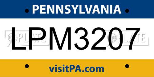 LPM3207 Pennsylvania License Plate