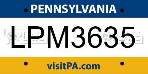LPM3635 Pennsylvania License Plate
