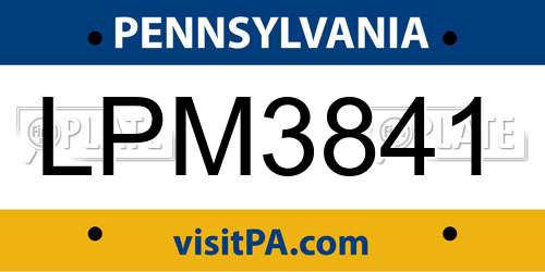 LPM3841 Pennsylvania License Plate