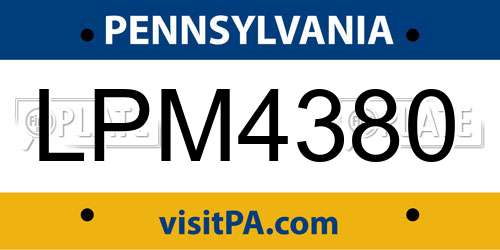 LPM4380 Pennsylvania License Plate