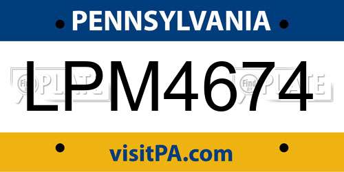 LPM4674 Pennsylvania License Plate