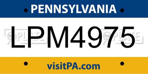 LPM4975 Pennsylvania License Plate