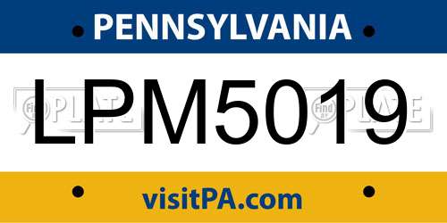 LPM5019 Pennsylvania License Plate