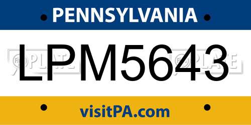 LPM5643 Pennsylvania License Plate