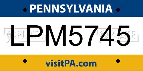 LPM5745 Pennsylvania License Plate