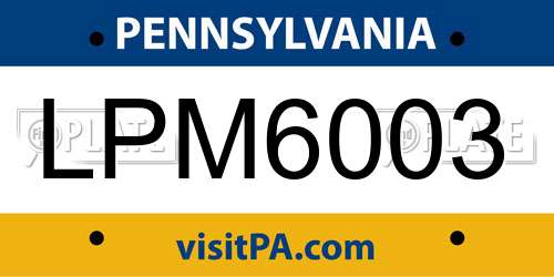 LPM6003 Pennsylvania License Plate