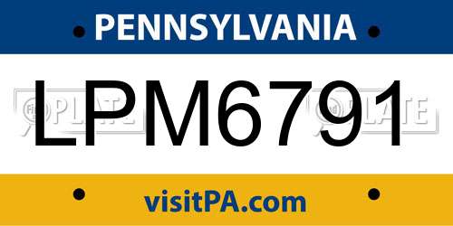 LPM6791 Pennsylvania License Plate