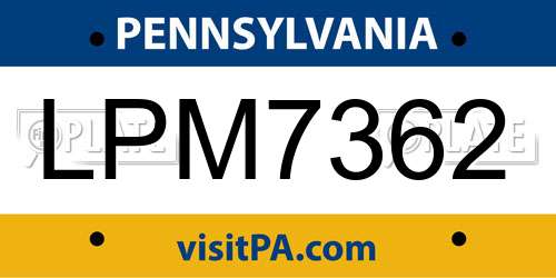 LPM7362 Pennsylvania License Plate