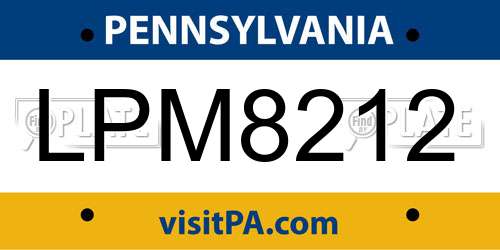 LPM8212 Pennsylvania License Plate
