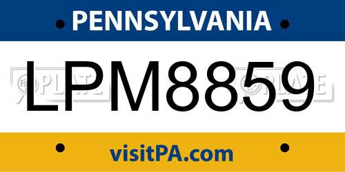 LPM8859 Pennsylvania License Plate