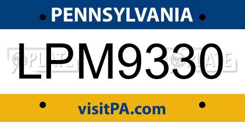 LPM9330 Pennsylvania License Plate