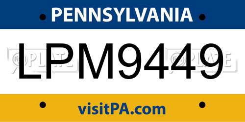 LPM9449 Pennsylvania License Plate