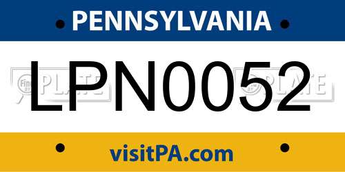 LPN0052 Pennsylvania License Plate
