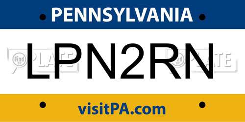LPN2RN Pennsylvania License Plate
